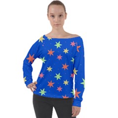 Background Star Darling Galaxy Off Shoulder Long Sleeve Velour Top