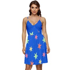 Background Star Darling Galaxy V-neck Pocket Summer Dress 