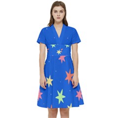 Background Star Darling Galaxy Short Sleeve Waist Detail Dress