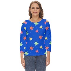 Background Star Darling Galaxy Cut Out Wide Sleeve Top