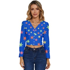 Background Star Darling Galaxy Long Sleeve V-neck Top