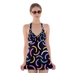 Abstract Pattern Wallpaper Halter Dress Swimsuit 