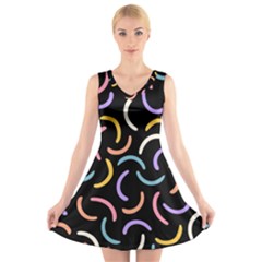 Abstract Pattern Wallpaper V-neck Sleeveless Dress