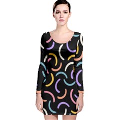 Abstract Pattern Wallpaper Long Sleeve Velvet Bodycon Dress