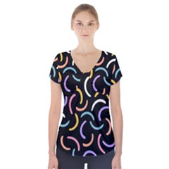 Abstract Pattern Wallpaper Short Sleeve Front Detail Top