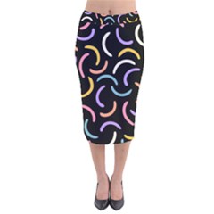 Abstract Pattern Wallpaper Velvet Midi Pencil Skirt