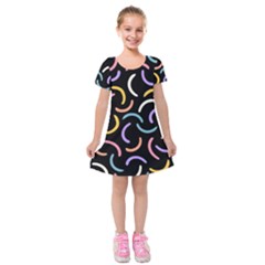 Abstract Pattern Wallpaper Kids  Short Sleeve Velvet Dress