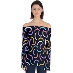 Abstract Pattern Wallpaper Off Shoulder Long Sleeve Top