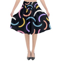 Abstract Pattern Wallpaper Flared Midi Skirt