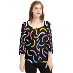 Abstract Pattern Wallpaper Chiffon Quarter Sleeve Blouse by Maspions