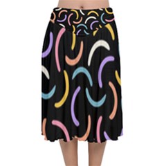 Abstract Pattern Wallpaper Velvet Flared Midi Skirt