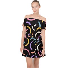 Abstract Pattern Wallpaper Off Shoulder Chiffon Dress by Maspions