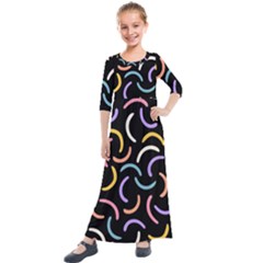 Abstract Pattern Wallpaper Kids  Quarter Sleeve Maxi Dress