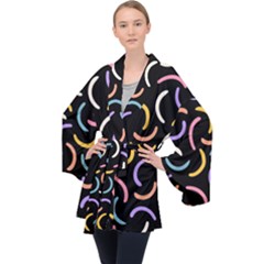 Abstract Pattern Wallpaper Long Sleeve Velvet Kimono  by Maspions