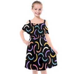 Abstract Pattern Wallpaper Kids  Cut Out Shoulders Chiffon Dress