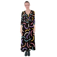 Abstract Pattern Wallpaper Button Up Maxi Dress