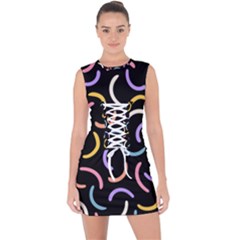 Abstract Pattern Wallpaper Lace Up Front Bodycon Dress by Maspions