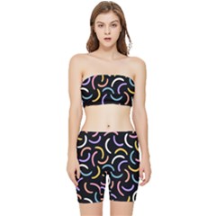 Abstract Pattern Wallpaper Stretch Shorts And Tube Top Set