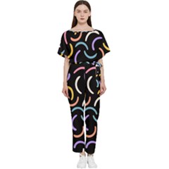 Abstract Pattern Wallpaper Batwing Lightweight Chiffon Jumpsuit