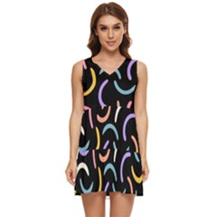 Abstract Pattern Wallpaper Tiered Sleeveless Mini Dress