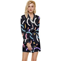 Abstract Pattern Wallpaper Long Sleeve Satin Robe by Maspions