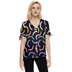 Abstract Pattern Wallpaper Bow Sleeve Button Up Top