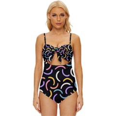 Abstract Pattern Wallpaper Knot Front One-piece Swimsuit