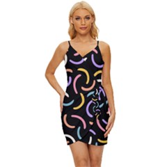 Abstract Pattern Wallpaper Wrap Tie Front Dress