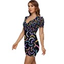 Abstract Pattern Wallpaper Low Cut Cap Sleeve Mini Dress View2