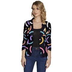 Abstract Pattern Wallpaper Women s One-button 3/4 Sleeve Short Jacket by Maspions