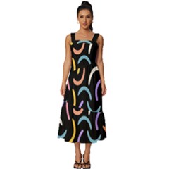 Abstract Pattern Wallpaper Square Neckline Tiered Midi Dress