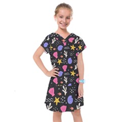 Sea Shells Pattern Wallpaper Fish Kids  Drop Waist Dress