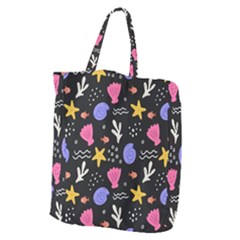 Sea Shells Pattern Wallpaper Fish Giant Grocery Tote