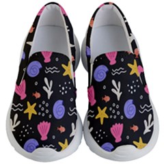 Sea Shells Pattern Wallpaper Fish Kids Lightweight Slip Ons