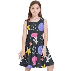 Sea Shells Pattern Wallpaper Fish Kids  Skater Dress