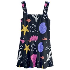 Sea Shells Pattern Wallpaper Fish Kids  Layered Skirt Swimsuit