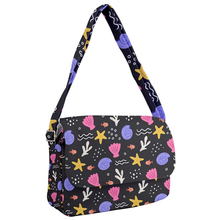 Sea Shells Pattern Wallpaper Fish Courier Bag