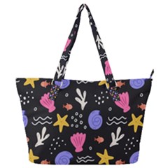 Sea Shells Pattern Wallpaper Fish Full Print Shoulder Bag