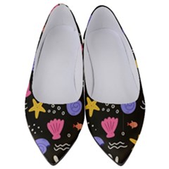 Sea Shells Pattern Wallpaper Fish Women s Low Heels