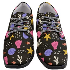 Sea Shells Pattern Wallpaper Fish Women Heeled Oxford Shoes