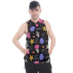 Sea Shells Pattern Wallpaper Fish Men s Sleeveless Hoodie