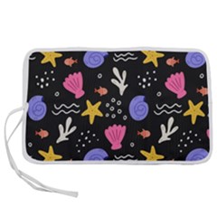 Sea Shells Pattern Wallpaper Fish Pen Storage Case (l)