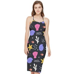 Sea Shells Pattern Wallpaper Fish Bodycon Cross Back Summer Dress