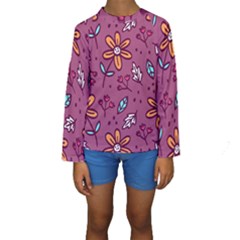 Flowers Petals Leaves Foliage Kids  Long Sleeve Swimwear