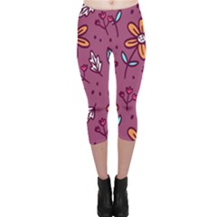 Flowers Petals Leaves Foliage Capri Leggings 