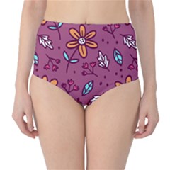 Flowers Petals Leaves Foliage Classic High-waist Bikini Bottoms by Maspions