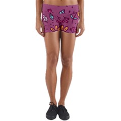 Flowers Petals Leaves Foliage Yoga Shorts