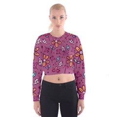 Flowers Petals Leaves Foliage Cropped Sweatshirt