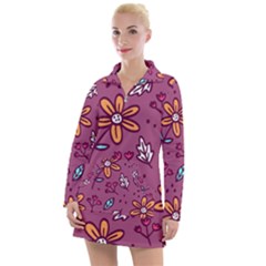 Flowers Petals Leaves Foliage Women s Long Sleeve Casual Dress