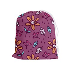 Flowers Petals Leaves Foliage Drawstring Pouch (xl)